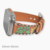 106756, WESTERN THEMED, SUNFLOWER, CACTUS LEATHER APPLE WATCH BAND