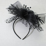 106758, POLKA DOT ACCENT FLOWER MESH FASCINATOR HEADBAND