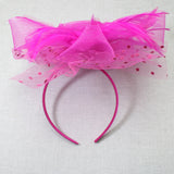 106758, POLKA DOT ACCENT FLOWER MESH FASCINATOR HEADBAND
