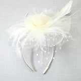 106758, POLKA DOT ACCENT FLOWER MESH FASCINATOR HEADBAND