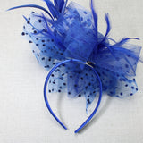 106758, POLKA DOT ACCENT FLOWER MESH FASCINATOR HEADBAND