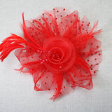 106758, POLKA DOT ACCENT FLOWER MESH FASCINATOR HEADBAND
