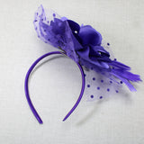 106759, POLKA DOT ACCENT PEARL FLOWER MESH FASCINATOR HEADBAND