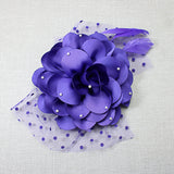 106759, POLKA DOT ACCENT PEARL FLOWER MESH FASCINATOR HEADBAND