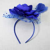 106759, POLKA DOT ACCENT PEARL FLOWER MESH FASCINATOR HEADBAND