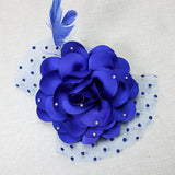 106759, POLKA DOT ACCENT PEARL FLOWER MESH FASCINATOR HEADBAND