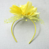 106759, POLKA DOT ACCENT PEARL FLOWER MESH FASCINATOR HEADBAND