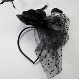 106760, FEATHER FLOWER POLKA DOT MESH FASCINATOR HEADBAND