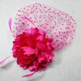 106760, FEATHER FLOWER POLKA DOT MESH FASCINATOR HEADBAND