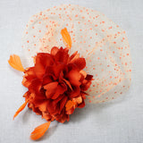 106760, FEATHER FLOWER POLKA DOT MESH FASCINATOR HEADBAND