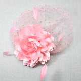 106760, FEATHER FLOWER POLKA DOT MESH FASCINATOR HEADBAND
