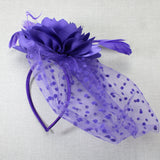 106760, FEATHER FLOWER POLKA DOT MESH FASCINATOR HEADBAND