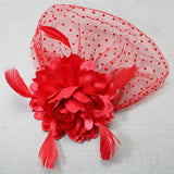 106760, FEATHER FLOWER POLKA DOT MESH FASCINATOR HEADBAND