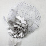 106760, FEATHER FLOWER POLKA DOT MESH FASCINATOR HEADBAND