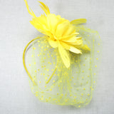 106760, FEATHER FLOWER POLKA DOT MESH FASCINATOR HEADBAND