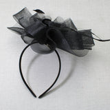 106761, FEATHER ACCENT FLOWER MESH FASCINATOR HEADBAND