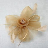 106761, FEATHER ACCENT FLOWER MESH FASCINATOR HEADBAND