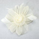 106761, FEATHER ACCENT FLOWER MESH FASCINATOR HEADBAND