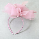 106761, FEATHER ACCENT FLOWER MESH FASCINATOR HEADBAND