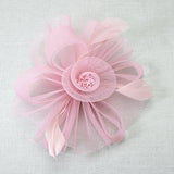 106761, FEATHER ACCENT FLOWER MESH FASCINATOR HEADBAND