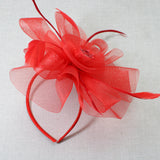 106761, FEATHER ACCENT FLOWER MESH FASCINATOR HEADBAND