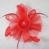 106761, FEATHER ACCENT FLOWER MESH FASCINATOR HEADBAND
