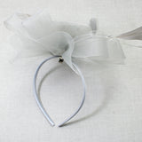 106761, FEATHER ACCENT FLOWER MESH FASCINATOR HEADBAND