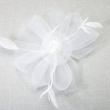 106761, FEATHER ACCENT FLOWER MESH FASCINATOR HEADBAND