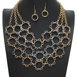 106778, CUTOUT GEOMETRIC ACCENT MULTI LAYERED NECKLACE