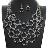106778, CUTOUT GEOMETRIC ACCENT MULTI LAYERED NECKLACE