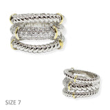 106788, 14K GOLD PLATED, PAVE CUBIC ZIRCONIA ACCENT DESIGNER INSPIRED RING