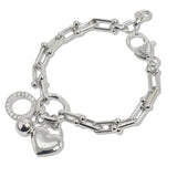 107639, 14K GOLD PLATED HEART ROUND BALL CHARM DESIGNER INSPIRED BRACELET