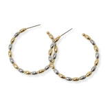 106803, OVAL BEADED ROUND HOOP EARRING