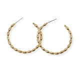 106803, OVAL BEADED ROUND HOOP EARRING