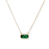 107129, GEOMETRIC GLASS STONE PENDANT NECKLACE