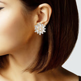 106817, FLOWER PEARL, CRYSTAL RHINESTONE CLIP ON EARRING