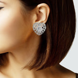106820, HEART PAVE CRYSTAL RHINESTONE ACCENT CLIP ON EARRING