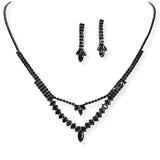 106832, MARQUISE CUBIC ZIRCONIA ACCENT CRYSTAL RHINESTONE NECKLACE SET
