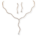 106833, TEARDROP CUBIC ZIRCONIA ACCENT CRYSTAL RHINESTONE NECKLACE SET