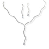 106833, TEARDROP CUBIC ZIRCONIA ACCENT CRYSTAL RHINESTONE NECKLACE SET