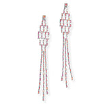 106834, RECTANGLE CUBIC ZIRCONIA ACCENT CRYSTAL RHINESTONE DANGLE EARRING