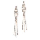 106834, RECTANGLE CUBIC ZIRCONIA ACCENT CRYSTAL RHINESTONE DANGLE EARRING