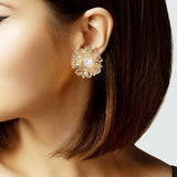 106843, PEARL ACCENT FLOWER STUD EARRING