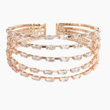 106846, RECTANGLE CUBIC ZIRCONIA ACCENT LAYERED STRETCH CUFF BRACELET