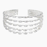 106846, RECTANGLE CUBIC ZIRCONIA ACCENT LAYERED STRETCH CUFF BRACELET