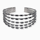 106846, RECTANGLE CUBIC ZIRCONIA ACCENT LAYERED STRETCH CUFF BRACELET