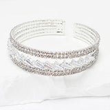 106847, BAGUETTE CUBIC ZIRCONIA ACCENT CRYSTAL RHINESTONE STRETCH CUFF BRACELET