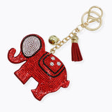 106850, BLING ELEPHANT CRYSTAL RHINESTONE TASSEL KEYCHAIN
