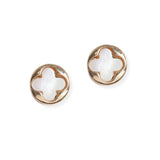 106855, MOTHER OF PEARL CLOVER ROUND STUD EARRING