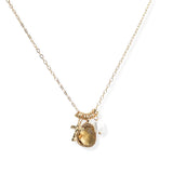 106860, CROSS, FRESHWATER PEARL WITH GLASS BEAD CHARM NECKLACE